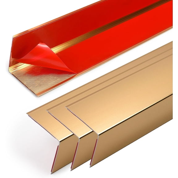 4Pcs Copper Gold Self Adhesive Aluminum Corner Protector Strips 45"×2", Wall Furniture Baseboard Edge Guards