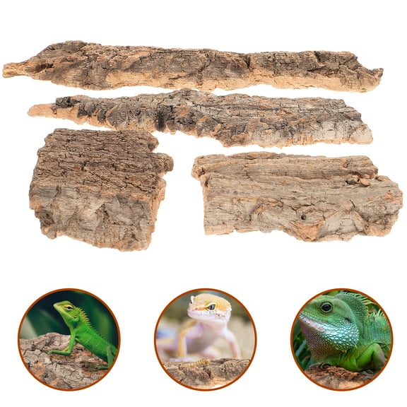 4Pcs Cork Bark Background, Reptile Terrarium Bark, Small Climbing Cork Decor