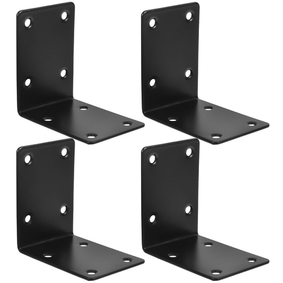 4Pcs Corner Brace Bracket L Bracket Black Stainless Steel for Home Improvement