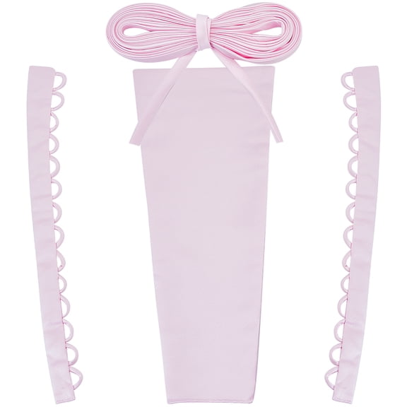 4Pcs Corset Back Kit Pink Cloth Satin Lace Up Panel Extender Zipper Replacement Adjustable Ribbon Ties Dress Back Corsets for Crafting