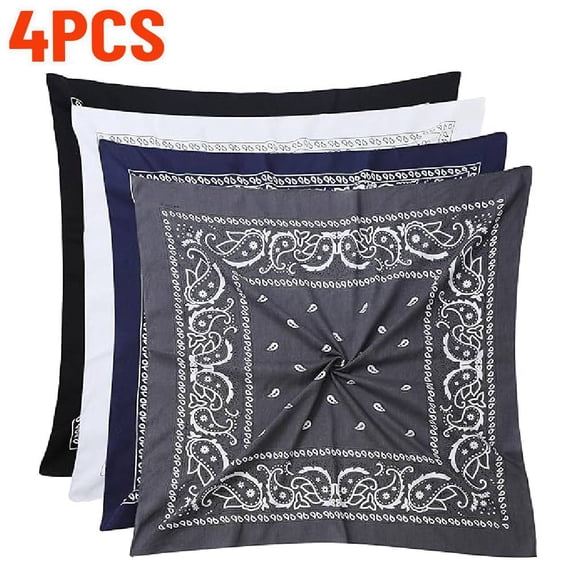 4Pcs Cotton 54 CM x 54 CM Large Printed Bandanas Headband Sport Biker Square Head Scarf