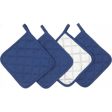 4Pcs Cotton Heat Resistant Pot Holders, Everyday Kitchen Basic Square Solid Color Pot Holder, Multipurpose Quilted Hot Pads for Cooking and Baking