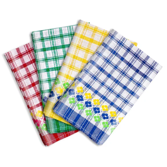 4Pcs Cotton Kitchen Dish Towels, Large Absorbent Hand Tea Towel Terry Dishcloths