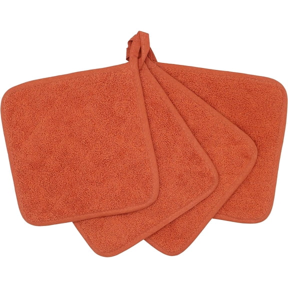 4Pcs Cotton Pot Holders Cotton Made Machine Washable Heat Resistant Everyday Kitchen Basic Terry Pot Holder, Hot Pads, Trivet for Cooking and Baking , 7X7inch