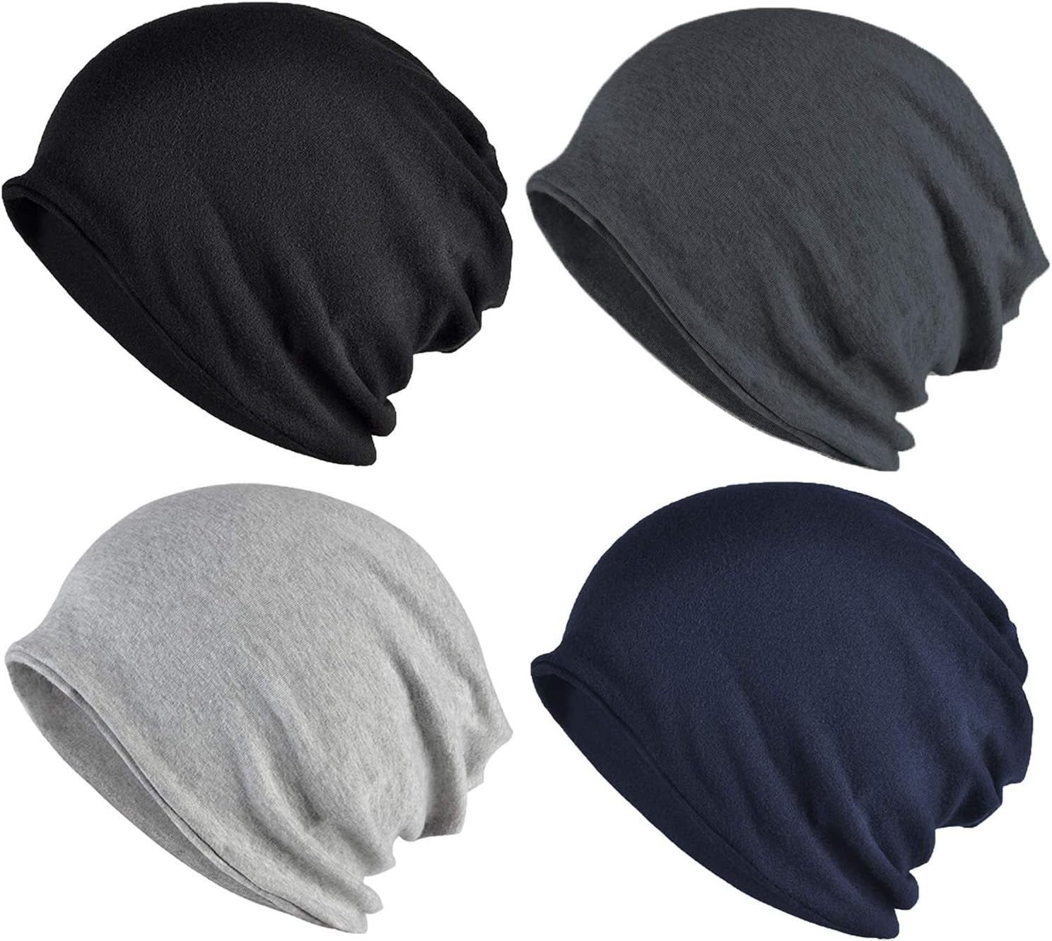 4Pcs Cotton Slouchy Beanie Hip-Hop Soft Lightweight Running Beanie