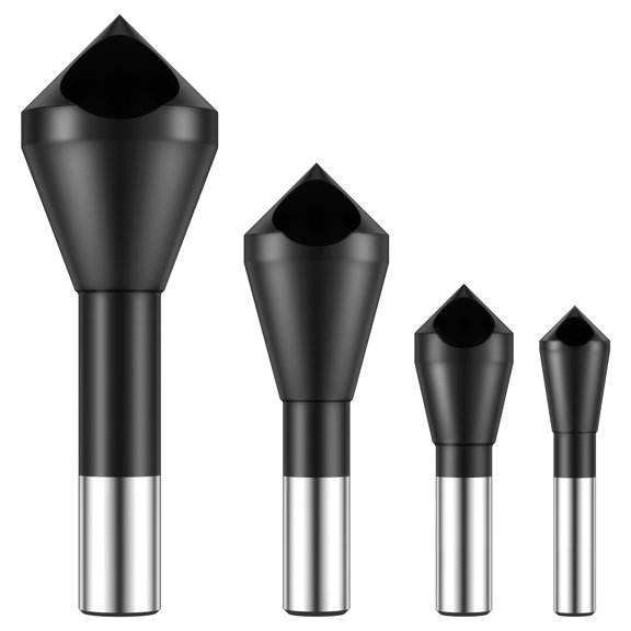 4Pcs Countersink Drill Bits High Speed Steel Countersink Deburring Tool 90° Countersink Bit Tool Efficient Cutting Countersink Chamfer Tool Fast Chip Removal Countersink Bits for Wood