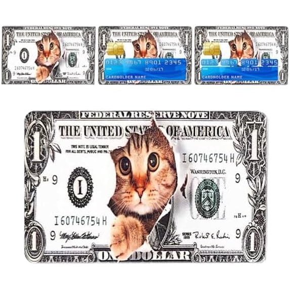 4Pcs Credit Card Skin Sticker, Funny Debit Card Skin Sticker Cover, Suitable Debit Credit Cards, lasting Vinyl Stickers , Cute Waterproof Skins Cover for Bank, EBT, Key, Transportation, ID(cat)