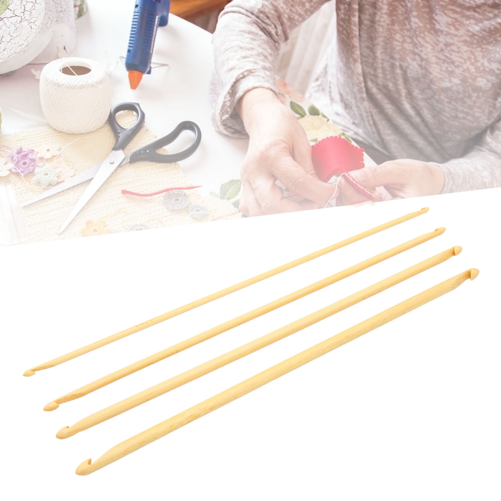 4Pcs Crochet Hooks 9.4in Anti Slip Bamboo Double Ended Crochet Hooks