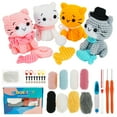 thumbnail image 1 of 4Pcs Crochet Kit for Beginners DIY Knitting Craft Kit Fun Cat Crochet Set Cute Crocheting Cat with Accessories and Tutorial for Adults and Kids, 1 of 10
