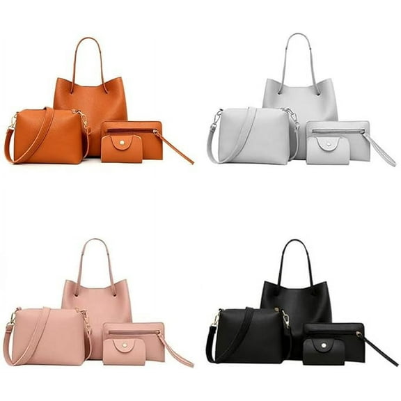 4Pcs Crossbody Bag for Women, Fashion and Casual 4 In 1 Shoulder Bag Top Handle Satchel Purse Set for Shopping and Traveling, Highly Anti-Scratch and Not Easy To Be Out Of Shape, Black