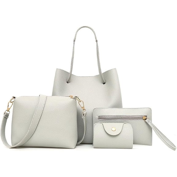 4Pcs Crossbody Bag for Women, Fashion and Casual 4 In 1 Shoulder Bag Top Handle Satchel Purse Set for Shopping and Traveling, Highly Anti-Scratch and Not Easy To Be Out Of Shape, White