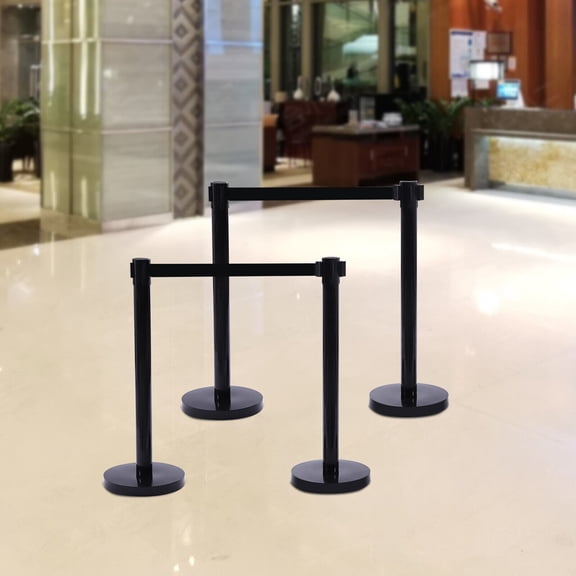4Pcs Crowd Control Barrier Queue Poles Retractable Belt Ropes Stanchion Posts