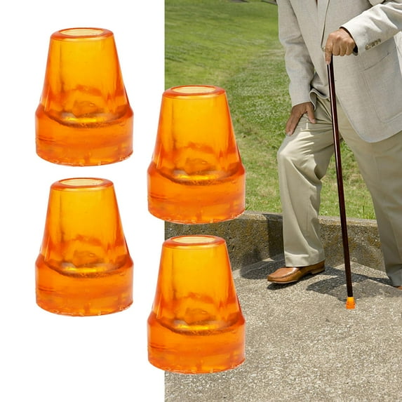 4Pcs Crutch Tips Replacement, Heavy Duty, Sturdy Reinforced Anti Skid Upgraded Thickened Crutch Feet Cap, Cane Tips for Hiking Sticks Yellow 19mm Hole