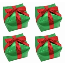 4Pcs Cube Gift Box Balloons, 12.6 Inch Gift Box Mylar Foil Balloons for Christmas Xmas Theme Party Decorations - 4Pcs(Green)