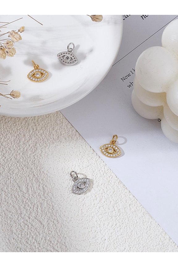 4Pcs Cubic Zirconia Charms Brass Micro Pave Pendants with Jump Ring Pendants Decoration for Women DIY Necklace Bracelet Jewelry Making Keychain Purse Decoration 9x11x2mm