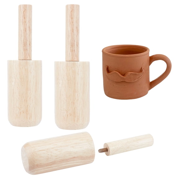 4Pcs Cup Pottery Molds Wooden Pottery Shaper Molds with Handle Ceramics Shaping Tool Pottery Cup Shaping Tool for DIY Ceramic Cup Mug Vase Making