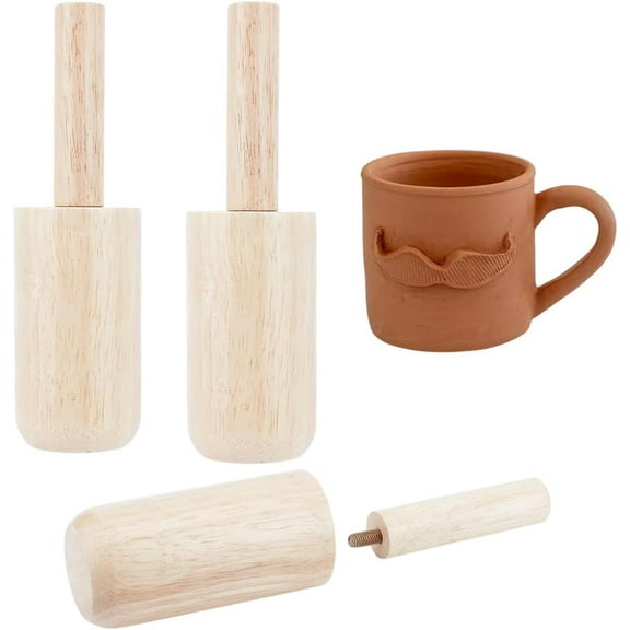 4Pcs Cup Pottery Molds Wooden Pottery Shaper Molds with Handle Ceramics Shaping Tool Pottery Cup Shaping Tool