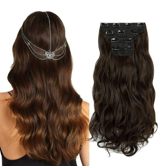 4Pcs Curly Weave Clip in Hair Extensions, Hair Pieces with 11 Clips, 24 inch Wavy Hairpieces for Women Beauty and Fashion- Ash Blonde Mix Bleach Blonde 280g Per Set