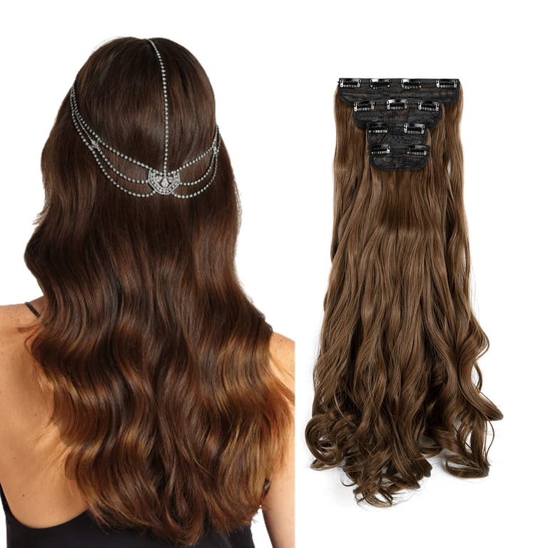 4Pcs Curly Weave Clip in Hair Extensions, Hair Pieces with 