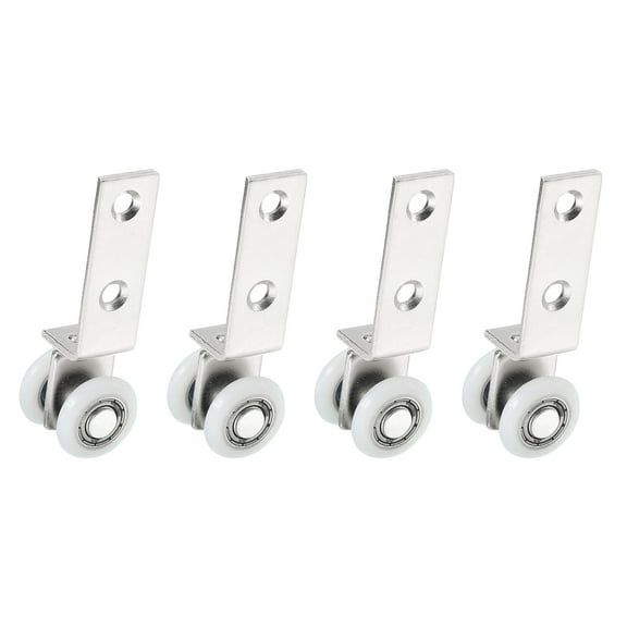 4Pcs Curtain Hanging Wheel, Window Track Rollers Smoothly Bearing Pulley, Silver