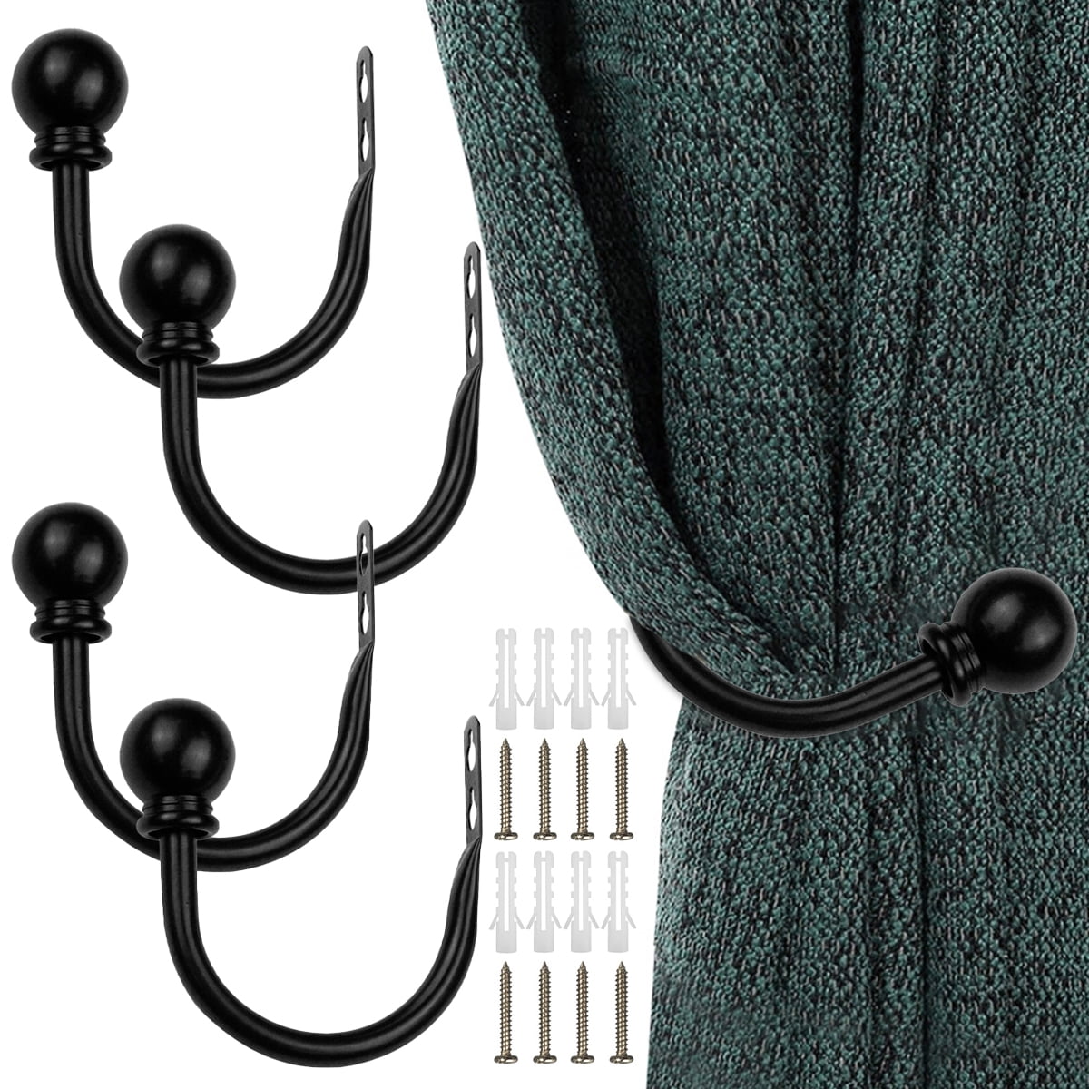 4Pcs Curtain Holdback Metal Tie Backs Curtain Holders for Wall