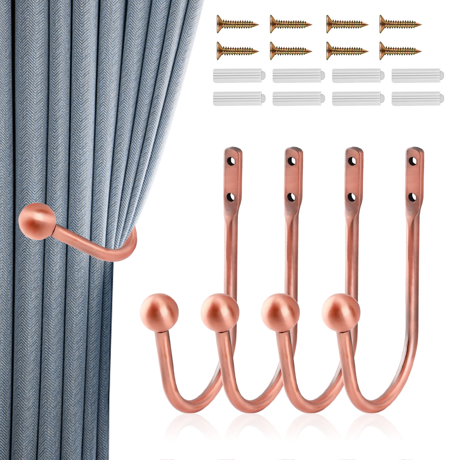 4Pcs Curtain Holdbacks Curtain Tiebacks Hooks Tie Backs for Curtains