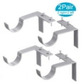 thumbnail image 1 of BSHAPPLUS® 4 Pcs No Drill Curtain Rod Brackets,2 Pair Silver Metal Nail‑in Curtain Rod Holders,No Screw Easy Install Curtain Rod Hooks for Wood Door Window Frame,Heavy Duty Hold Up to 20 LBS, 1 of 7