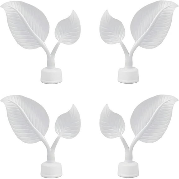 4Pcs Curtain Rod Finials Cap Leaf End Black Aluminum Alloy Drapery Rail Pole Head Cap for 28mm Drapery Pole Black