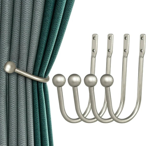 4Pcs Curtain Tiebacks Curtain Holdbacks Curtain Hooks for Drapes Metal Curtain Tiebacks Curtain Holder Curtain Tiebacks Wall Mounted for Living Room, Bedroom and More
