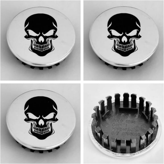 4Pcs Custom Skull Car Wheel Hub Caps, Rim Center Caps for Cadillac Chevy GMC 66mm/2.6'' #95973759595010 SK1-066S