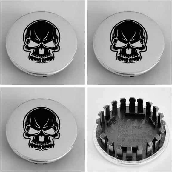 4Pcs Custom Skull Shield Car Wheel Hub Caps, Rim Center Caps for Cadillac Chevy GMC 66mm/2.6'' #95973759595010 SK2-066S