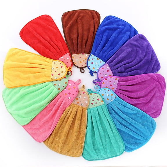 4Pcs Cute Kids Hand Towels with Hanging Loop, Toddler Hanging Hand Towels Microfiber Hand Towels for Bathroom Kitchen Home