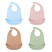 4Pcs Cute Silicone Baby Bibs for Babies & Toddlers Waterproof, Soft,BPA Free 10-72 Months,Unisex