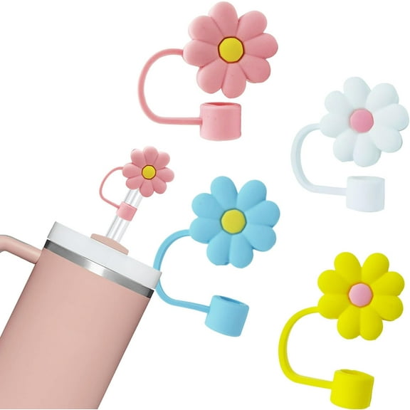 Lakflor Silicone Dust-Proof and Reusable Straw Cover Caps, 4 Count
