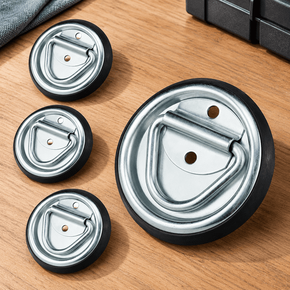 4Pcs D-Ring Tie Down Anchors, 4 Inch Heavy Duty Tie Down Hooks Floor Flush Surface Mount for Trailers, Truck, Bed Bracket, Pickup Camper, 2000 lbs Capacity