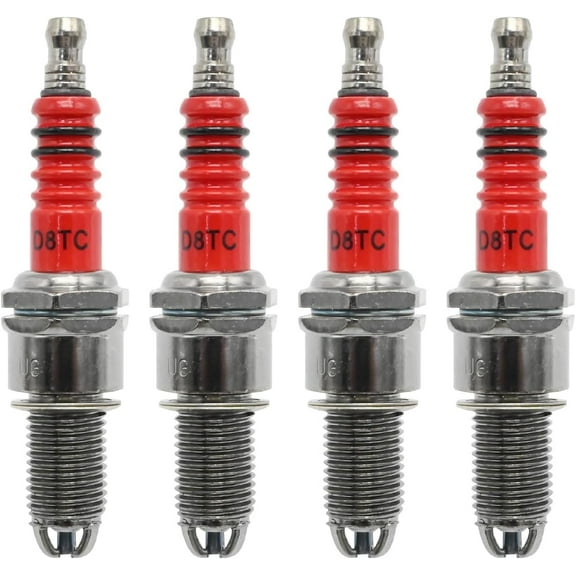 4Pcs D8TC 3 Electrode Spark Plug Replacement for CG 125cc 150cc 200cc 250cc CF250 4 Stroke Gasoline Engine ATV Motorcycle Scooter Replace D8RC