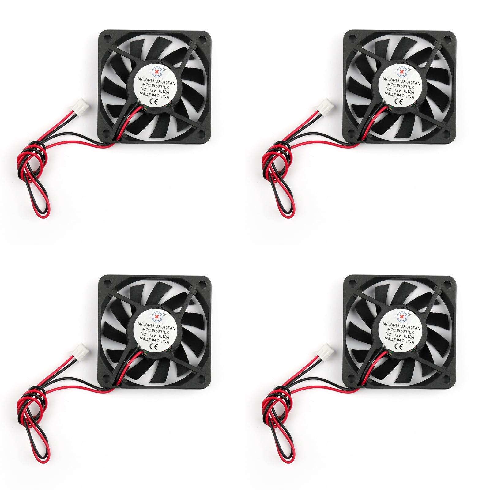 4Pcs DC Brushless Cooling Fan 12V 0.18A 6010s 60x60x10mm 2 Pin CUP ...