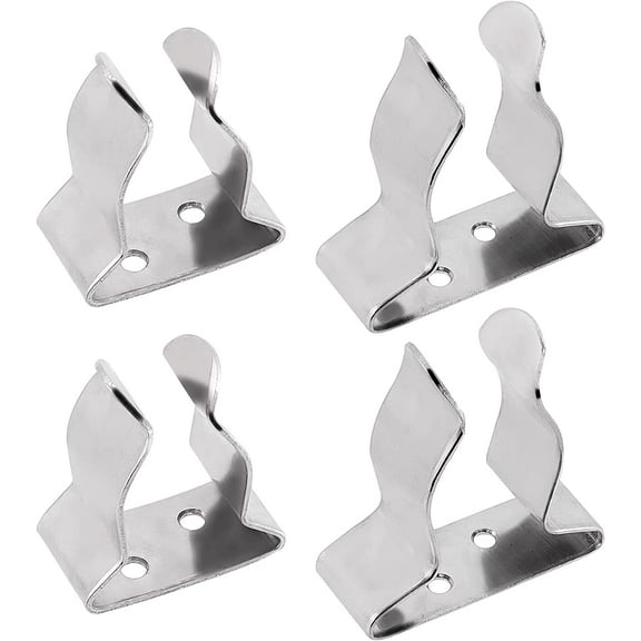 4Pcs DIY 2Styles Boat Hook Holder Stainless Steel Spring Clamp Boat Oar Holders Marine Spring Clip Silver Bracket Clip Versatile Hook Spring Clamp Holders Hole: 4mm