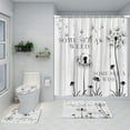 4Pcs Dandelion Shower Curtain Flower Petal Farm Watercolor Wood Panel