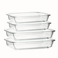 thumbnail image 1 of Set of 4 Rectangular Glass Baking Dishes, Perfect for Pasta, Leftovers & Cooking, Oven Freezer & Dishwasher Safe, Essential Kitchen Bakeware, 1 of 8