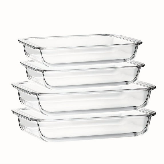 Set of 4 Rectangular Glass Baking Dishes, Perfect for Pasta, Leftovers & Cooking, Oven Freezer & Dishwasher Safe, Essential Kitchen Bakeware