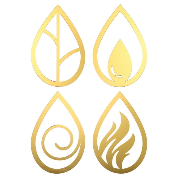 4Pcs Decorative Acrylic Wall Sticker Adhesive Wall Decal Mirror Effects Acrylic Decal