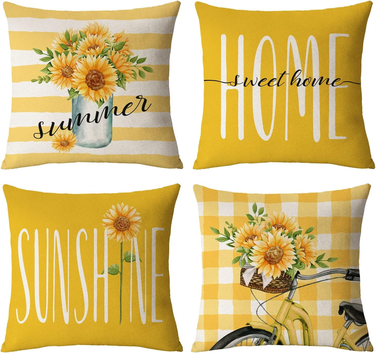 4Pcs Decorative Throw Pillow Covers Plant Green Leaves Pillow Covers