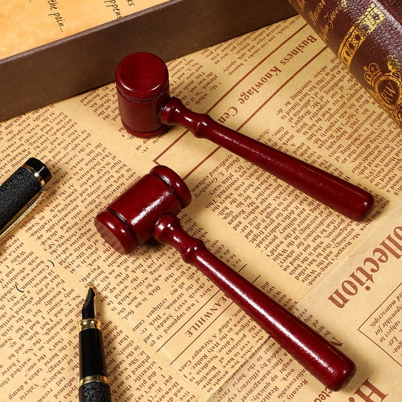 STRANDCHIC Dark Red Solid Wood Auction Gavel Set 4 Pieces Portable Court Hammer with Clear Sound
