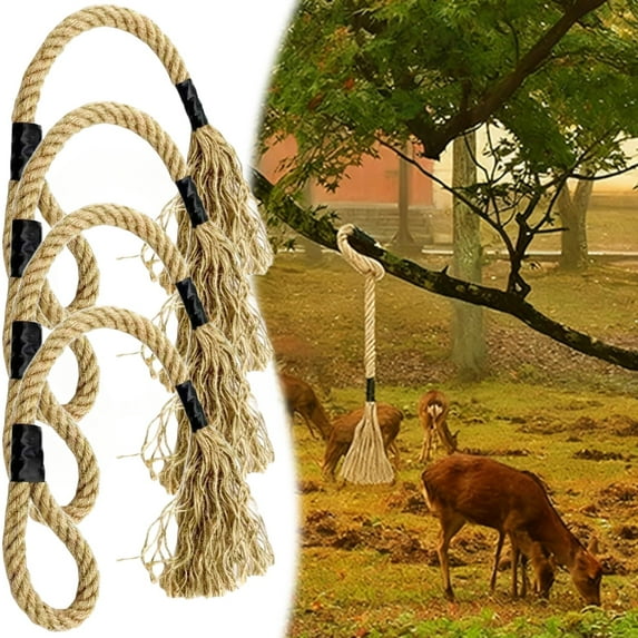 4Pcs Deer Scent Rope 31.5" Hemp Rope for Deer Mock Scrape System Rigid Hanging Attractant Scrape Licking Scent Rub Jute Anywhere for Hunting Accessories Hunter Gifts