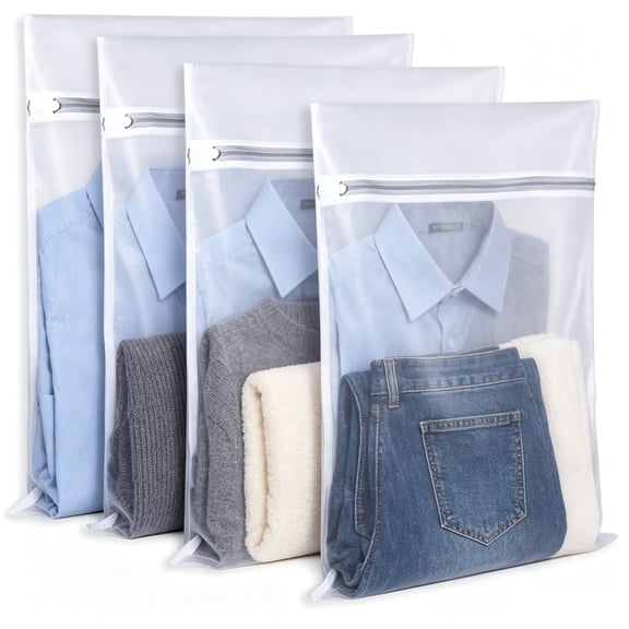4Pcs Delicate Mesh Laundry Bag,Lingerie Laundry Bags,24 x 24in Large Laundry Bag for Washing,Travel Net Laundry Bags,Storage Organize Bags,Heavy Duty Mesh Laundry Bags