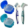 thumbnail image 1 of 4Pcs Denture Bath Case Cup Box Holder Storage Container with Denture Cleaner Brush Strainer Basket for Travel Cleaning, 1 of 6