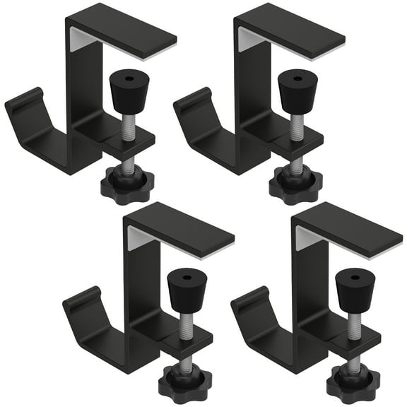 4Pcs Desk Clamp On Hook Aluminum Table Hanger Hook Adjustable Under Desk Headphone Holder Nonslip Desk Mount Backpack Hanger Punch Free Desk Hook Clamp for Holding Bag Key Handbag