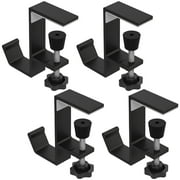 4Pcs Desk Clamp On Hook Aluminum Table Hanger Hook Adjustable Under Desk Headphone Holder Nonslip Desk Mount Backpack Hanger Punch Free Desk Hook Clamp for Holding Bag Key Handbag