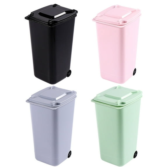 Frcolor 4-Piece Desktop Garbage Cans with Lid, Plastic